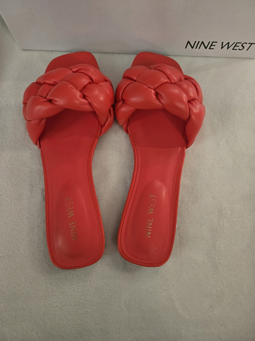 NIB-Nine West Orange Braided Slide Mules